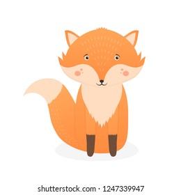 Cute fox on white background, vector eps10 illustration