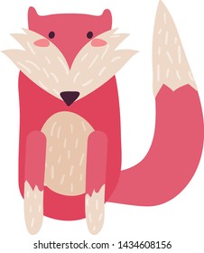 Cute fox on white background vector illustration