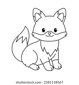 cute fox outline for coloring illustration