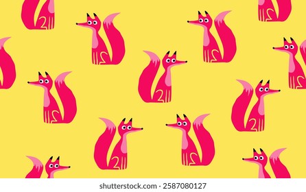 Cute fox pattern background vector design