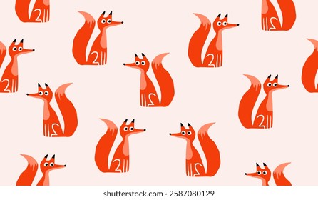 Cute fox pattern background vector design