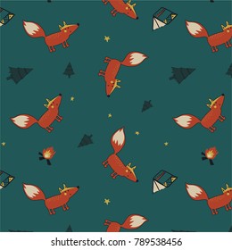 cute fox pattern design as vector