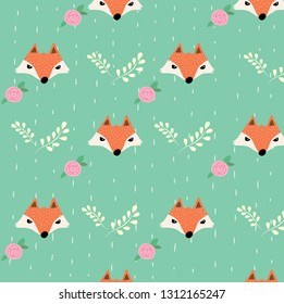 Cute fox pattern, hand drawn.