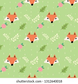 Cute fox pattern, hand drawn.