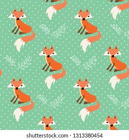Cute fox pattern, hand drawn.