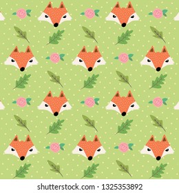 Cute fox pattern, hand drawn.