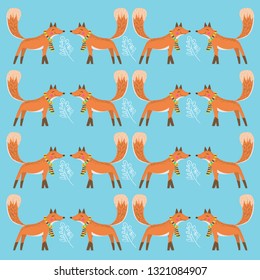 Cute fox pattern,Hand drawn,Modern hand drawn fox vector character