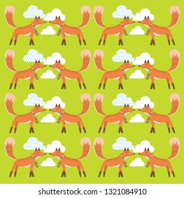 Cute fox pattern,Hand drawn,Modern hand drawn fox vector character