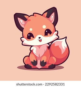 A cute fox with a pink background.