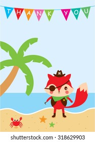 cute fox pirate thank you card