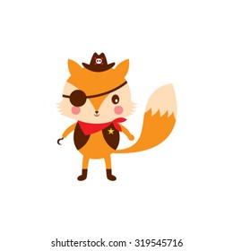 cute fox pirate vector