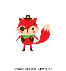 cute fox pirate vector