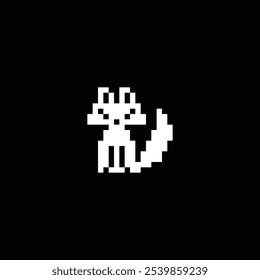 Cute Fox in pixel art - Cute kawaii style pixel animal in retro 1-bit game style - used for presentations, logo, stickers, icons, and can be applied to t-shirt screen printing