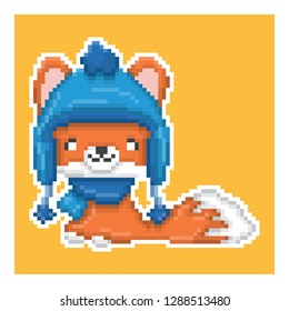 cute fox in pixel art style