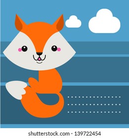 Cute fox with place for text