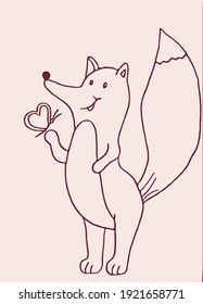 cute fox plays with butterfly foot