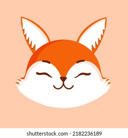 Cute fox portrait. Cartoon vector illustration of red fox face. Design for baby clothes, cards, poster, textile, print, patterns and more.