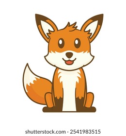 Cute Fox Premium vector isolated Animal cartoon style