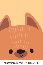 Cute fox. Print for baby posters, cards, clothes, greeting card, books, stickers or decor. Vector cartoon illustration. 
