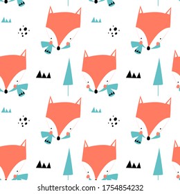 Cute fox print design. Vector illustration design for fashion fabrics, textile graphics, prints.	