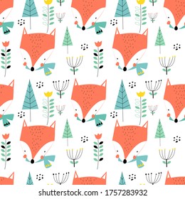 Cute fox print design. Vector illustration design for fashion fabrics, textile graphics, prints.	