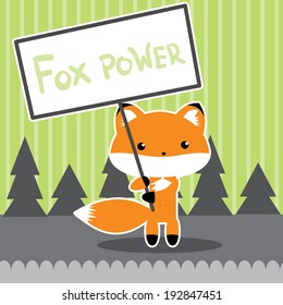 cute fox protests, kawaii style