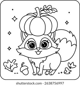 Cute Fox with Pumpkin Hat for Thanksgiving