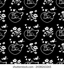 CUTE FOX AND RABBIT HUG EACH OTHER NEGATIVE SPACE PATTERN