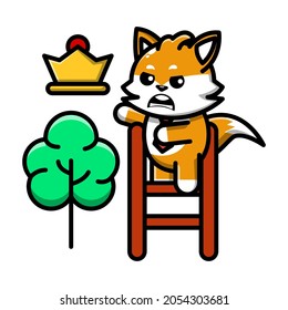 cute fox reaching out a dream icon illustration vector graphic