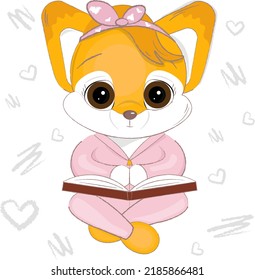 Cute Fox Reading A Book