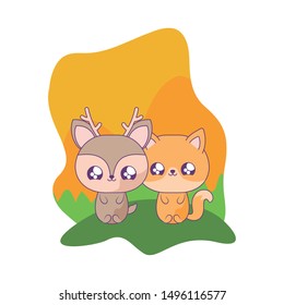 cute fox with reindeer baby animals kawaii