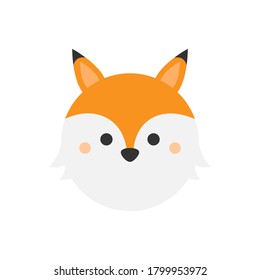 Cute fox round vector icon. Autumn, fall vixen circle animal illustration. Isolated.
