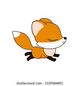 Cute fox running isolated on white background. Premium quality vector design element.