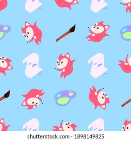 cute fox sameless pattern vector