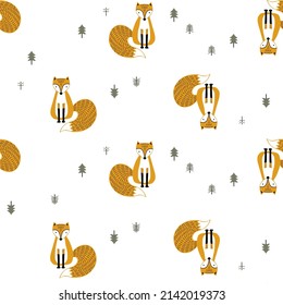 Cute fox scandinavian pattern for kids 