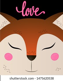 
Cute fox. Scandinavian style. Lettering love. Print for t-shirts, turtlenecks, sweaters. Children's poster