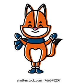 Cute fox with scarf cartoon