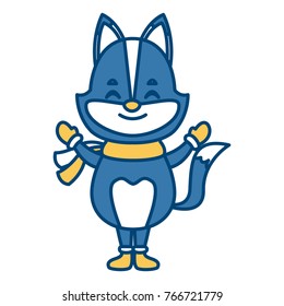 Cute fox with scarf cartoon