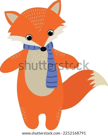 Cute fox with a scarf.  A vector file is useful for creating designs.