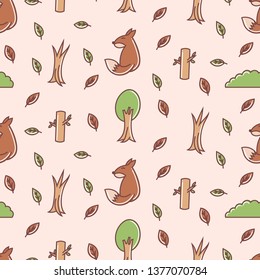 Cute fox seamless pattern