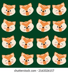 Cute fox seamless pattern in boho style