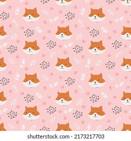 Patrón de Fox sin soldadura. Caricatura Animales en el fondo del bosque. Ilustración vectorial.