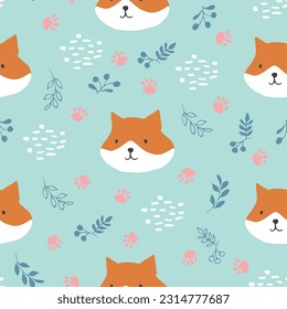 Patrón de Fox sin soldadura. Caricatura Animales en el fondo del bosque. Ilustración vectorial.