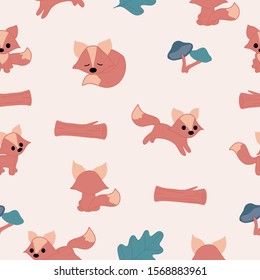 Cute fox in a seamless pattern design, perfect to use on the web or in print