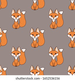 Cute fox seamless pattern. Design for kids clothes, textile, fabric, wrapping, scrap, gift paper. Vector repeat ornament