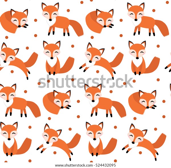 Cute Fox Seamless Pattern Foxy Endless Stock Vector (Royalty Free ...