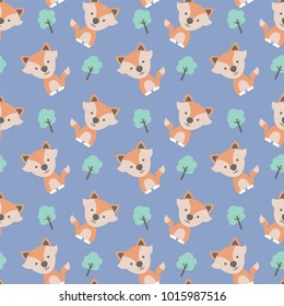 Cute Fox seamless pattern. Kids Textile pattern. Vector EPS 10.