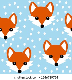 Cute fox seamless pattern. Vector background