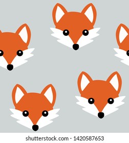 Cute fox seamless pattern. Vector background