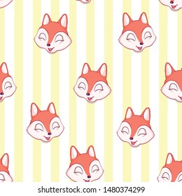 Cute Fox seamless pattern, vector illustration